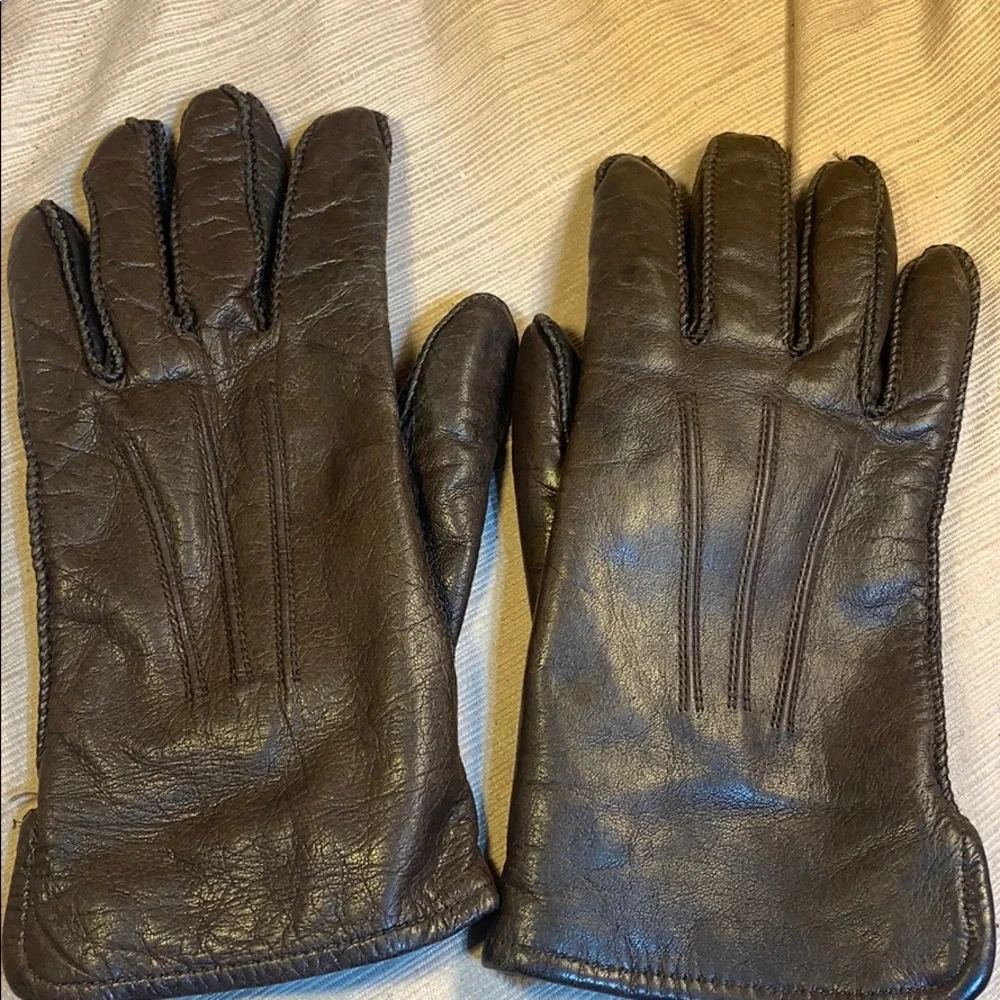 Leather gloves w/fur lining preloved